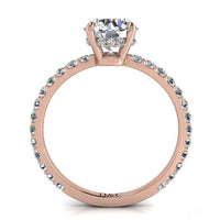 Anello di fidanzamento con diamante rotondo in oro rosa 2.20 carati di San Valentino