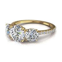 Bague de fiançailles diamant rond 2.30 carats or jaune Azaria