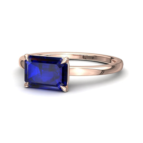 Bella anello di fidanzamento con zaffiro smeraldo da 2.00 carati in oro rosa