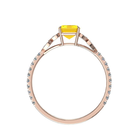 Solitario Angela in oro rosa 1.00 carati con zaffiro giallo smeraldo e diamanti marquise