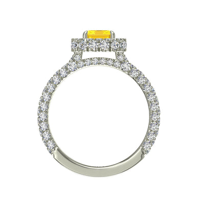 Anello zaffiro giallo Smeraldo e diamanti tondi 1.50 carati Viviane
