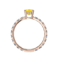 Solitaire saphir jaune Émeraude et diamants ronds 1.50 carat or rose Valentina