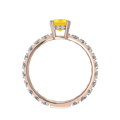 Bague de fiançailles saphir jaune Émeraude et diamants ronds 1.50 carat Valentina