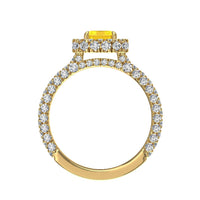 Anello Viviane Emerald zaffiro giallo e diamanti tondi oro giallo 1.70 carati