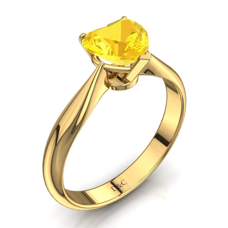 Bague de fiançailles saphir jaune coeur 0.30 carat Elodie en or jaune 18 carats