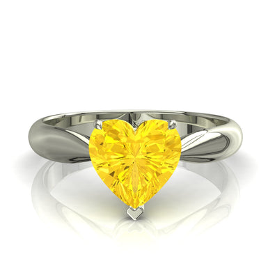 Bague de fiançailles saphir jaune coeur 0.30 carat Elodie A / SI / Or Blanc 18 carats