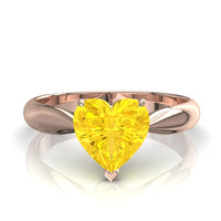 Bague de fiançailles saphir jaune coeur 0.50 carat or rose Elodie