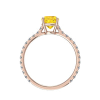 Bague saphir jaune coussin et diamants ronds 0.80 carat or rose Jenny