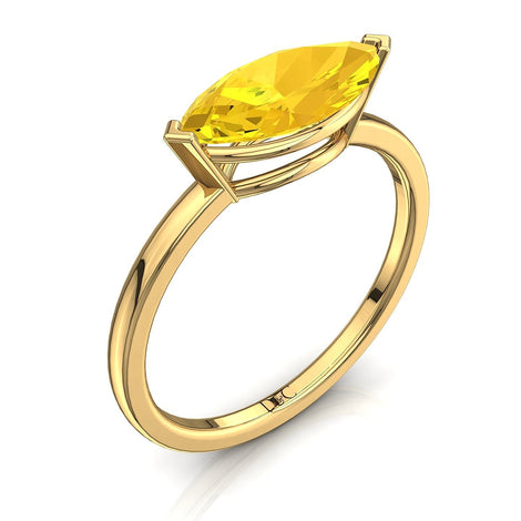 Bellissimo anello di fidanzamento con zaffiro giallo marquise in oro giallo 0.50 carati