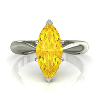 Anello di fidanzamento marquise zaffiro giallo Elodie in oro bianco 0.70 carati