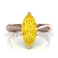 Anello di fidanzamento marquise zaffiro giallo Elodie in oro rosa 1.20 carati