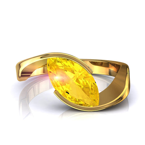 Anello di fidanzamento marquise zaffiro giallo Sylvia in oro giallo 1.50 carati