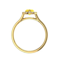 Anello di fidanzamento marquise zaffiro giallo e diamanti tondi oro giallo Capri 1.40 carati