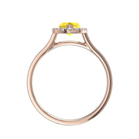 Solitario zaffiro marquise giallo e diamanti tondi Capri in oro rosa 1.40 carati