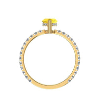 Anello marquise zaffiro giallo e diamanti tondi San Valentino in oro giallo 1.70 carati