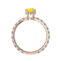 Solitario zaffiro giallo ovale e diamanti tondi Valentina in oro rosa 1.70 carati