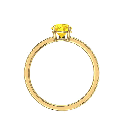 Bellissimo anello di fidanzamento in oro giallo 0.70 carati con pera e zaffiro giallo
