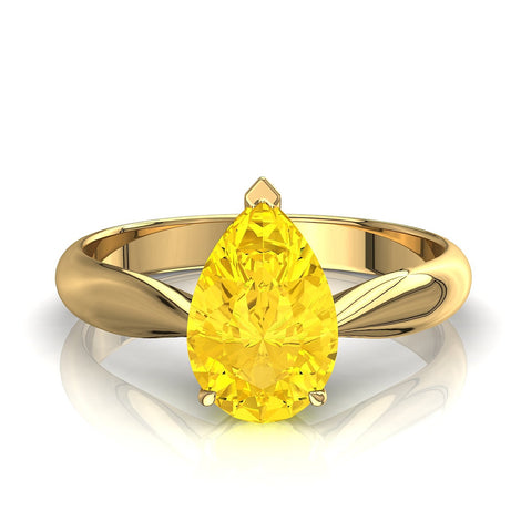 Anello a pera con zaffiro giallo Elodie in oro giallo 0.70 carati