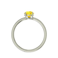 Bella anello di fidanzamento in oro bianco con zaffiro giallo pera da 1.20 carati