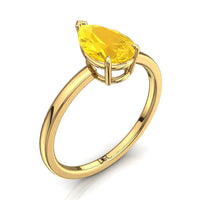 Bellissimo anello di fidanzamento in oro giallo 1.50 carati con pera e zaffiro giallo