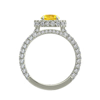 Viviane Anello di fidanzamento con zaffiro giallo rotondo in platino da 2.00 carati e diamante rotondo