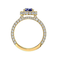 Anello Viviane zaffiro ovale e diamanti tondi oro giallo 2.50 carati