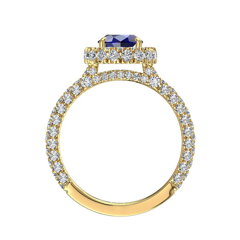 Anello Viviane zaffiro ovale e diamanti tondi oro giallo 3.00 carati