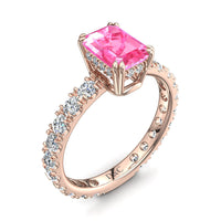 Bague saphir rose Émeraude et diamants ronds 1.70 carat or rose Valentina