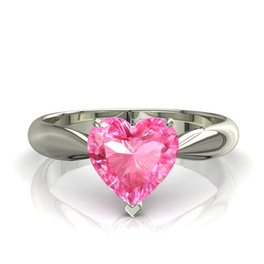 Anello zaffiro rosa a forma di cuore 0.30 carati Elodie A / SI / Oro bianco 18 carati