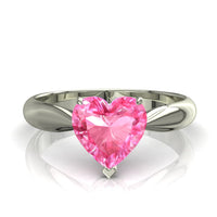 Anello di fidanzamento cuore zaffiro rosa 0.50 carati oro bianco Elodie