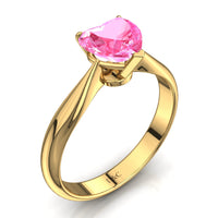 Anello di fidanzamento cuore zaffiro rosa 2.00 carati oro giallo Elodie