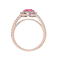 Anello Genova in oro rosa 1.30 carati con zaffiro rosa a forma di cuore e diamanti tondi