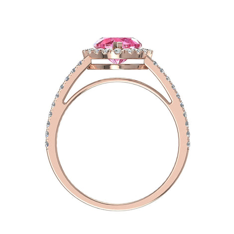 Anello Genova in oro rosa 1.30 carati con zaffiro rosa a forma di cuore e diamanti tondi