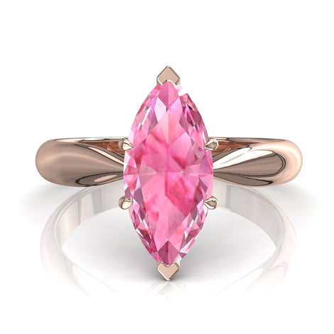 Anello di fidanzamento con zaffiro rosa marquise Elodie in oro rosa 0.30 carati