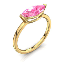 Bellissimo anello di fidanzamento con zaffiro rosa marquise in oro giallo 0.40 carati
