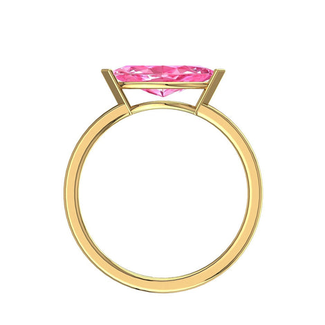 Bellissimo anello di fidanzamento con zaffiro rosa marquise in oro giallo 0.50 carati