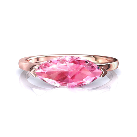 Bellissimo anello di fidanzamento con zaffiro rosa marquise in oro rosa 0.50 carati