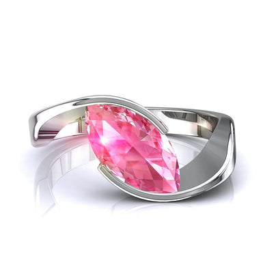 Solitaire saphir rose marquise 0.80 carat Sylvia A / SI / Platine