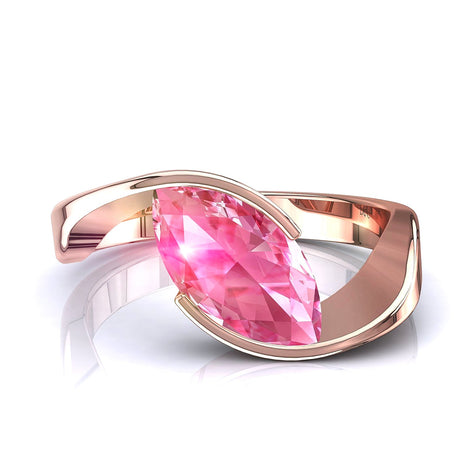 Anello di fidanzamento Sylvia in oro rosa 0.90 carati con zaffiro rosa marquise