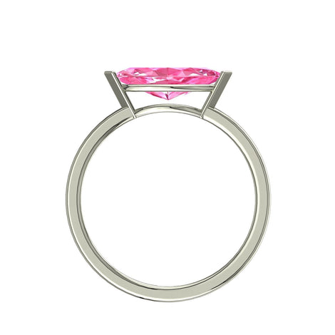 Bellissimo anello di fidanzamento con zaffiro rosa marquise in oro bianco 1.00 carati
