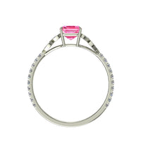 Anello di fidanzamento Angela in oro bianco 2.60 carati zaffiro rosa marquise e diamanti marquise