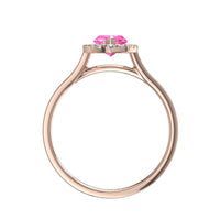 Anello di fidanzamento Capri in oro rosa 0.60 carati con zaffiro rosa marquise e diamante tondo