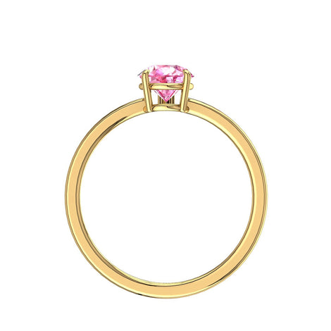 Bellissimo anello in oro giallo 0.30 carati con zaffiro rosa pera
