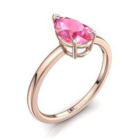 Bellissimo anello di fidanzamento in oro rosa 0.30 carati con pera e zaffiro rosa