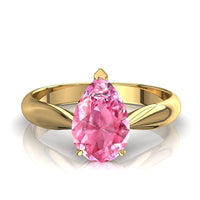 Anello solitario zaffiro rosa pera Elodie in oro giallo 0.70 carati