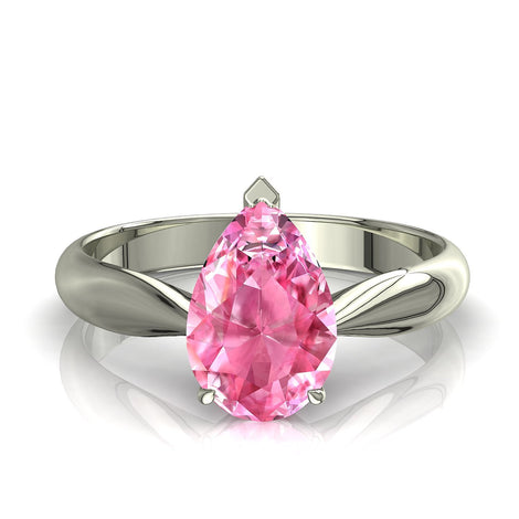 Anello di fidanzamento rosa zaffiro pera 1.00 carati oro bianco Elodie