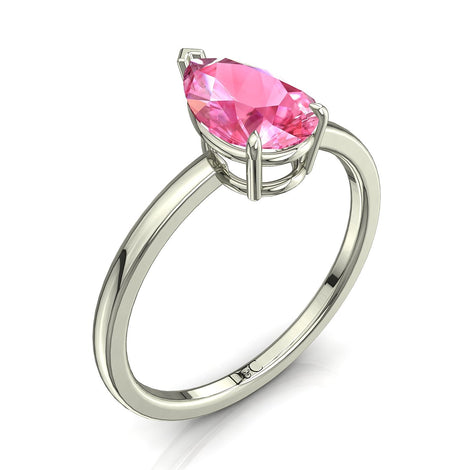 Bella anello con zaffiro rosa pera da 1.50 carati in oro bianco