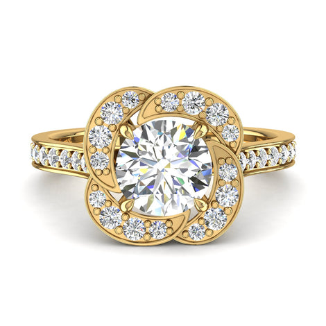 Bague de fiançailles diamant rond 1.00 carat or jaune Vittoria