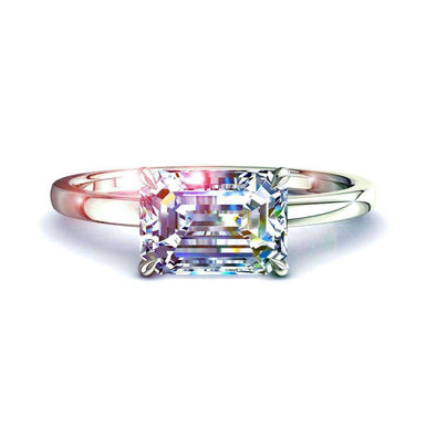 Solitario diamante smeraldo 0.30 carati Bella I / SI / oro bianco 18 carati