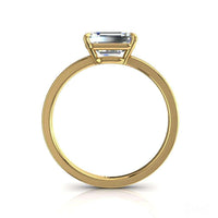 Bella anello di fidanzamento in oro giallo 0.30 carati con smeraldo e diamante